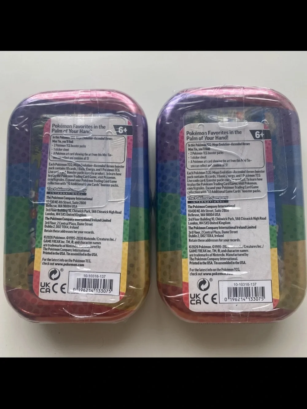 2 Pokémon Mega Evolution Ascended Heroes Pikachu & Tepig Mini Tin Factory Sealed